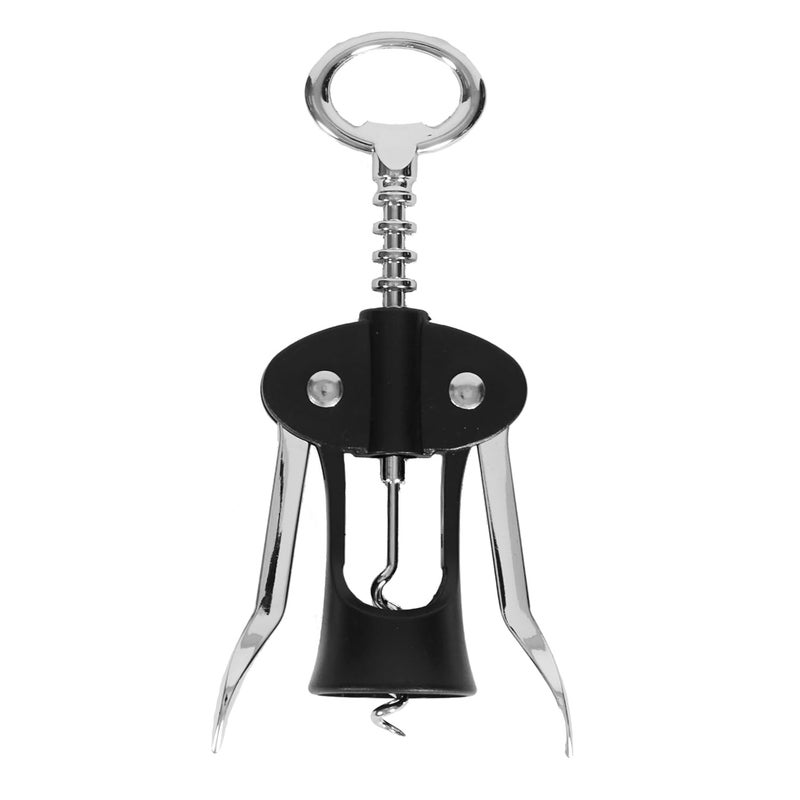 Home Basics Winged Corkscrew Wine Opener (Black/Silver) Stainless Steel Bottled Wine Opener with Sharp Spiral | with Beer Bottle Opener