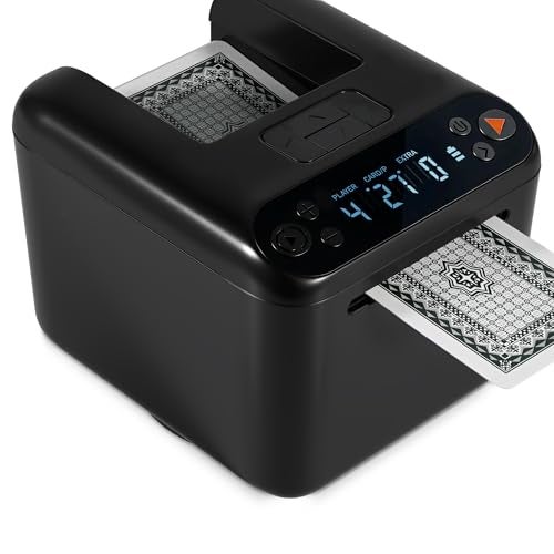 VQP Automatic Card Dealer Machine 123 Deck Playing Cards Dealer Rechargeable 180 360 Rotating Robot Card Dealing Machine for Uno Phase 10 Five Crowns Casino Poker Games Texas Holdem Mode - Image 1