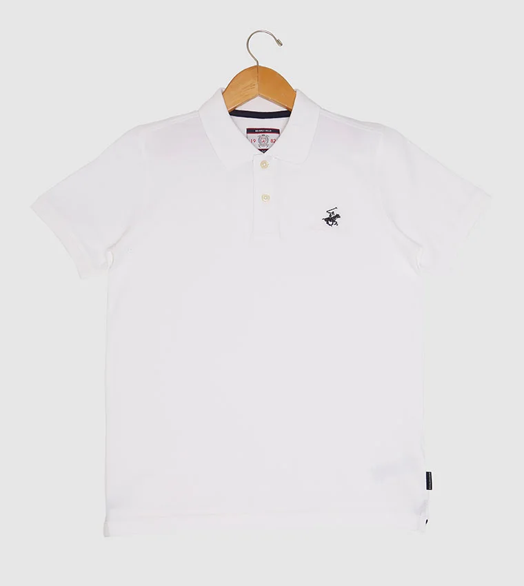 Bhpc Kids White Short Sleeve Polo