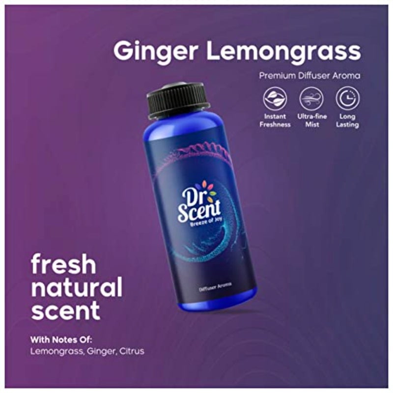 Diffuser Aroma - Ginger Lemongrass 500ml for home office use, glass bottle, amber color, long-lasting natural fragrance - Image 3