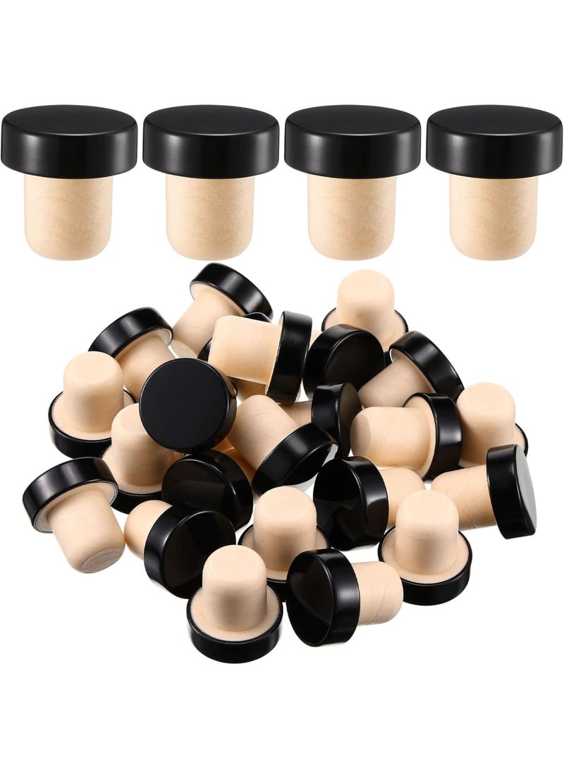 KASTWAVE T-shaped Stopper Cork Wine Stopper, Bottle Stoppers Reusable Wine Bottle Stopper, Wine Corks for Wine Bottles, Stopper Sealing Plug Bottle for Wine Beer Bottles DIY Craft (Black, 24 Pieces)  - Image 1