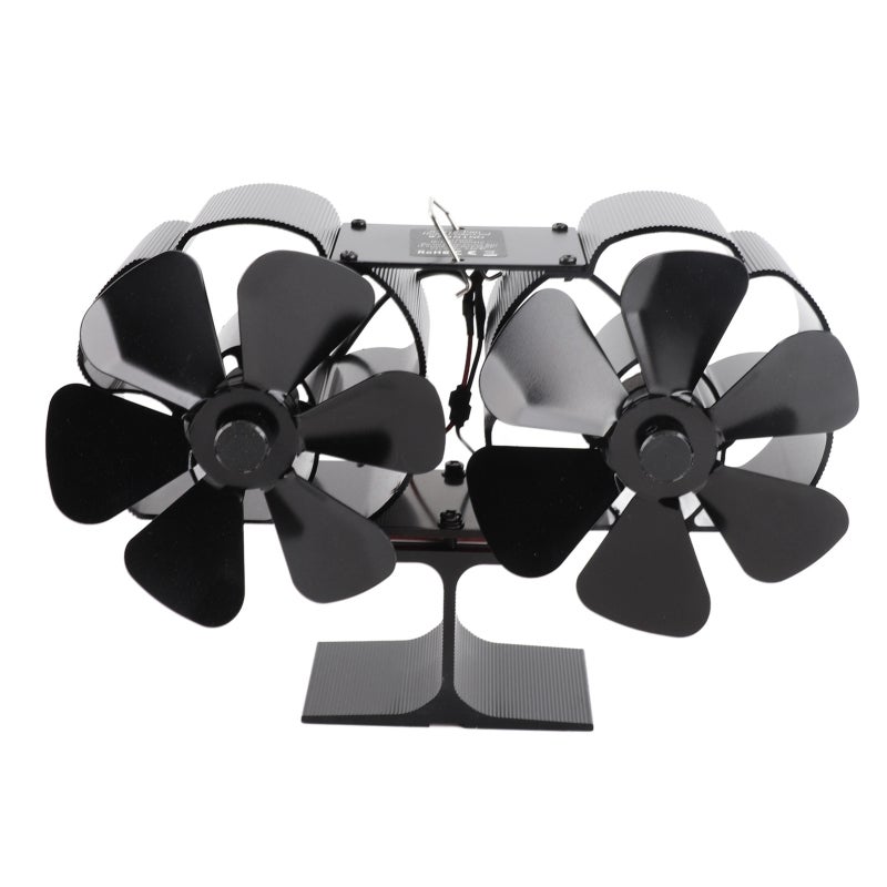 Heat Powered Stove Fan: 6 Blades Low Noise - Greater Air Volume Double Head Fan for Off-grid Home Wood Gas Fireplace Heating - Image 4