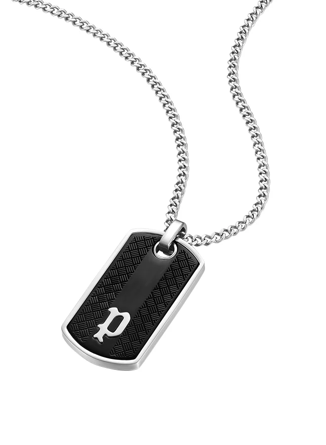 POLICE Hang Black Plating Inlay Stainless Steel Necklace for Men
