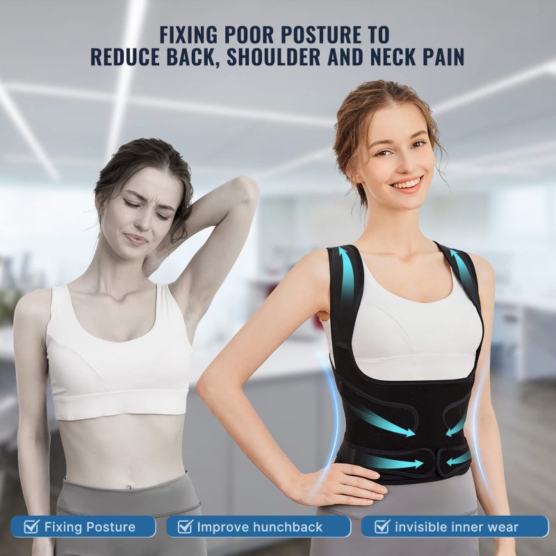 Back Orthopedic Straps Posture Corrector for Men and Women Fully Adjustable Spinal Brace Comfortable and Effective Upper Back Brace for Neck Shoulder Pain Relieve - Image 3