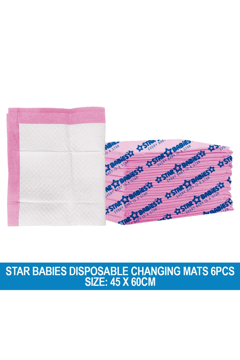 STAR BABiES Star Babies Disposable Changing mat Large (45 x 60cm) Pack of 6 - Pink