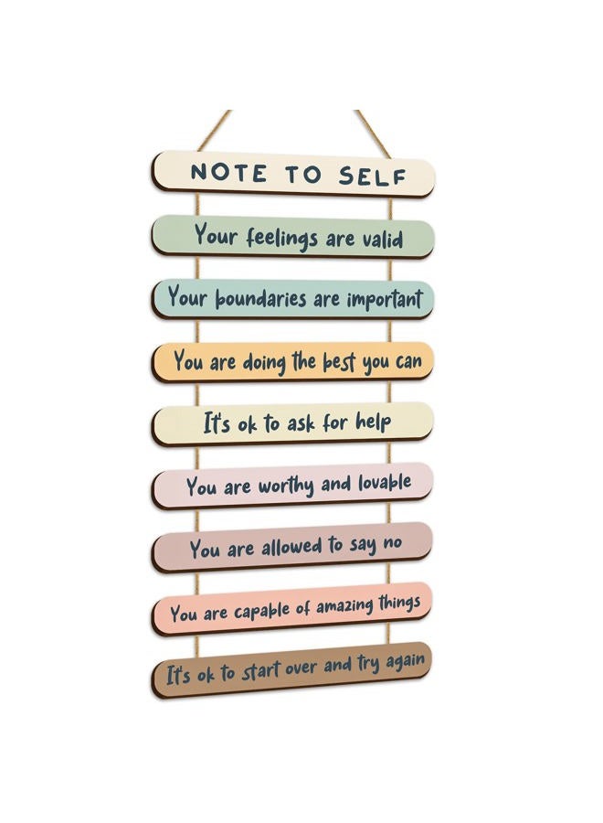 Yookeer Mental Health Reminders Wall Art Decors Positive Psychology Affirmations Therapy Office Decor Wooden Hanging Wall Pediments Inspirational Gifts for Counselor Students Classroom(Pastel Color) - Image 1