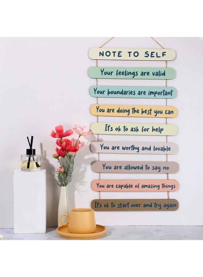 Yookeer Mental Health Reminders Wall Art Decors Positive Psychology Affirmations Therapy Office Decor Wooden Hanging Wall Pediments Inspirational Gifts for Counselor Students Classroom(Pastel Color) - Image 5