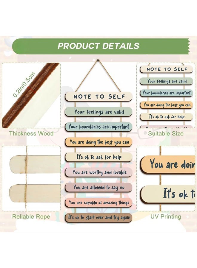 Yookeer Mental Health Reminders Wall Art Decors Positive Psychology Affirmations Therapy Office Decor Wooden Hanging Wall Pediments Inspirational Gifts for Counselor Students Classroom(Pastel Color) - Image 3