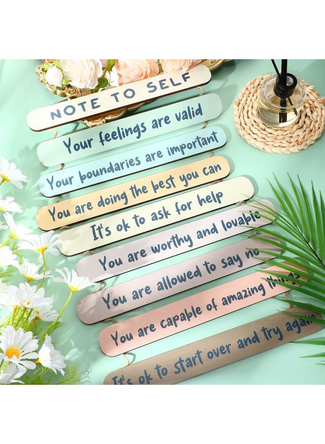 Yookeer Mental Health Reminders Wall Art Decors Positive Psychology Affirmations Therapy Office Decor Wooden Hanging Wall Pediments Inspirational Gifts for Counselor Students Classroom(Pastel Color) - Image 4
