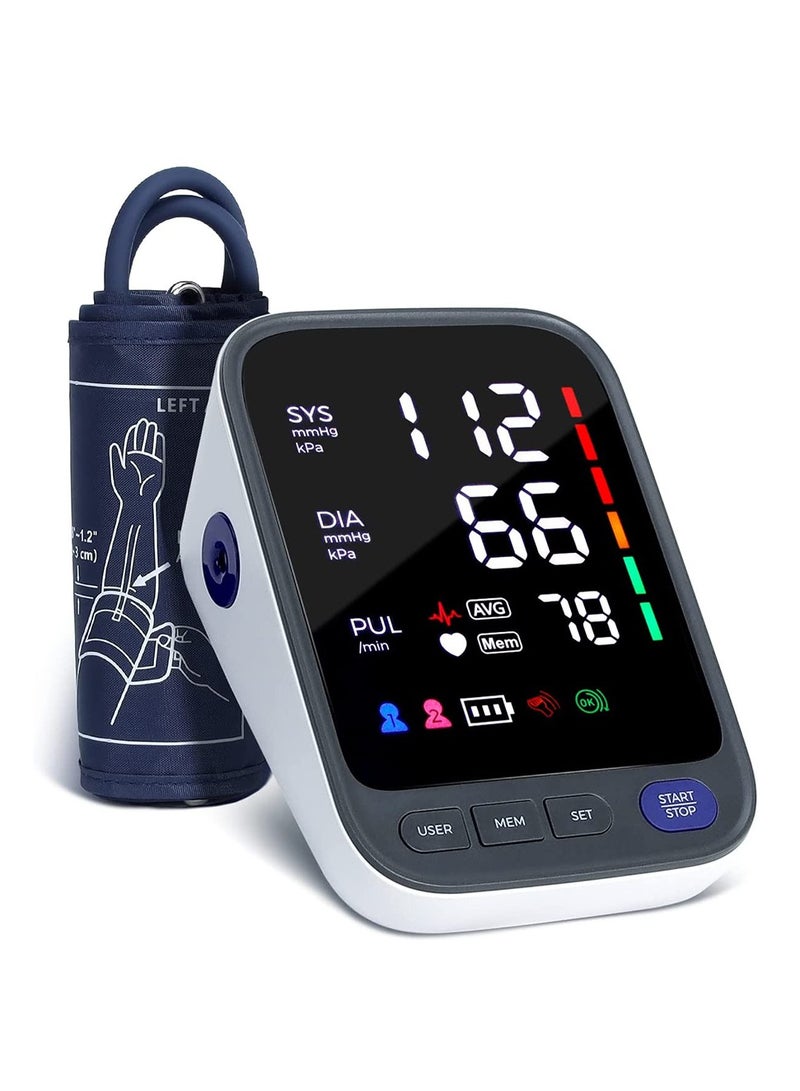yalilai Upper Arm Blood Pressure Monitor, Automatic Digital Blood Pressure Machine with Adjustable Large Cuff, Hypertension Detector - LED Display 2 Users 240 Sets Memory  - Image 1