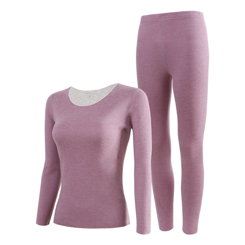 5A Anti-bacterial Wool Silk Thermal Underwear Mens Suit Autumn and Winter Middle-aged and Elderly Womens Autumn Clothes and Pants Lady Taro Purple