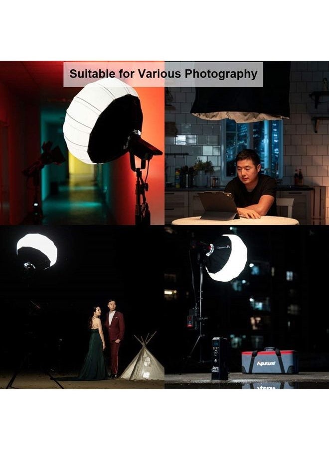 Aputure Lantern Softbox Soft Light Modifier,26inch, Quick-Setup Quick-Folding Aputure Space Light Upgraded for Aputure 300D Mark II 120D 120T 120D Mark II 300X and Other Bowens Mount Light  - Image 2