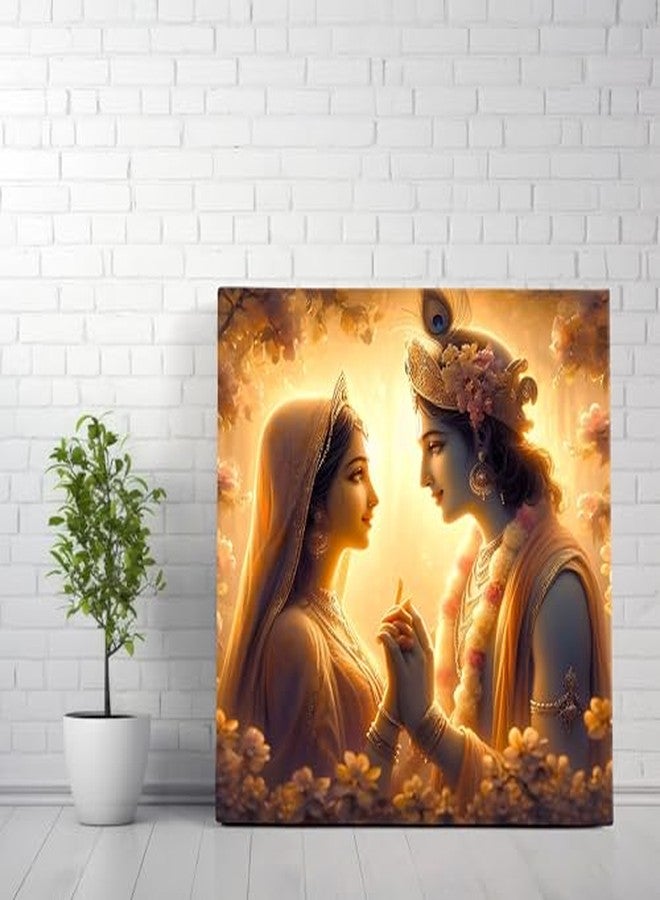 SAF painting Radha Krishna Wall Painting | Romantic Divine Canvas Art with Frame | Spiritual Home Décor for Bedroom & Living Room | Eternal Love Artwork |Religious Gift for Couples 20 Inch x 20 Inch - Image 2