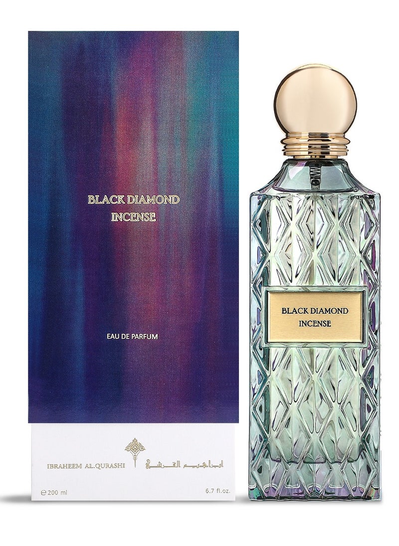 IBRAHEEM AL.QURASHI Ibraheem Al Qurashi Black Diamond Incense Eau de Parfum – 200ml | Luxurious Incense & Woody Fragrance | Long-Lasting Scent with Oud, Amber & Leather  - Image 1