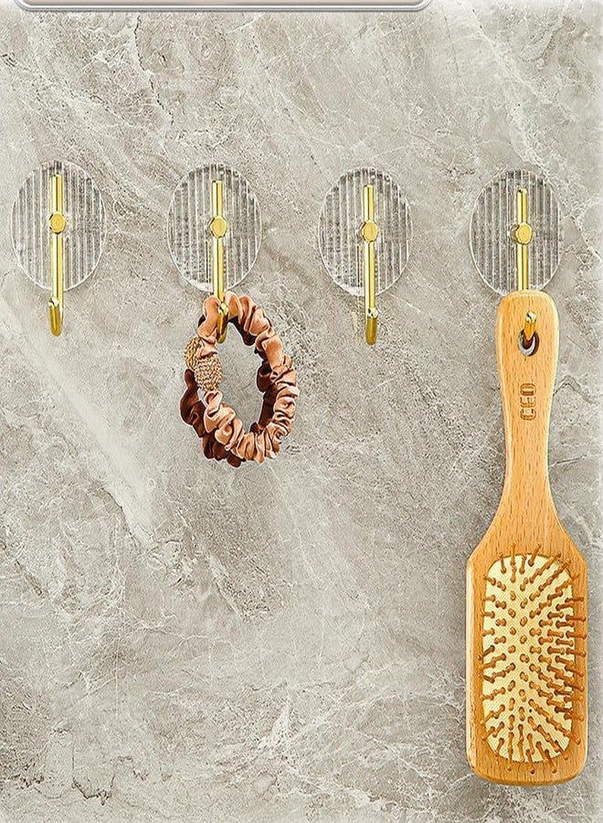 NISHIV Self Adhesive Acrylic Golden Wall Hook Hanger - Magic Sticker for Home Kitchen Bathroom Bedroom Door Organizers - Transparent Hooks Set of 6 - Image 3