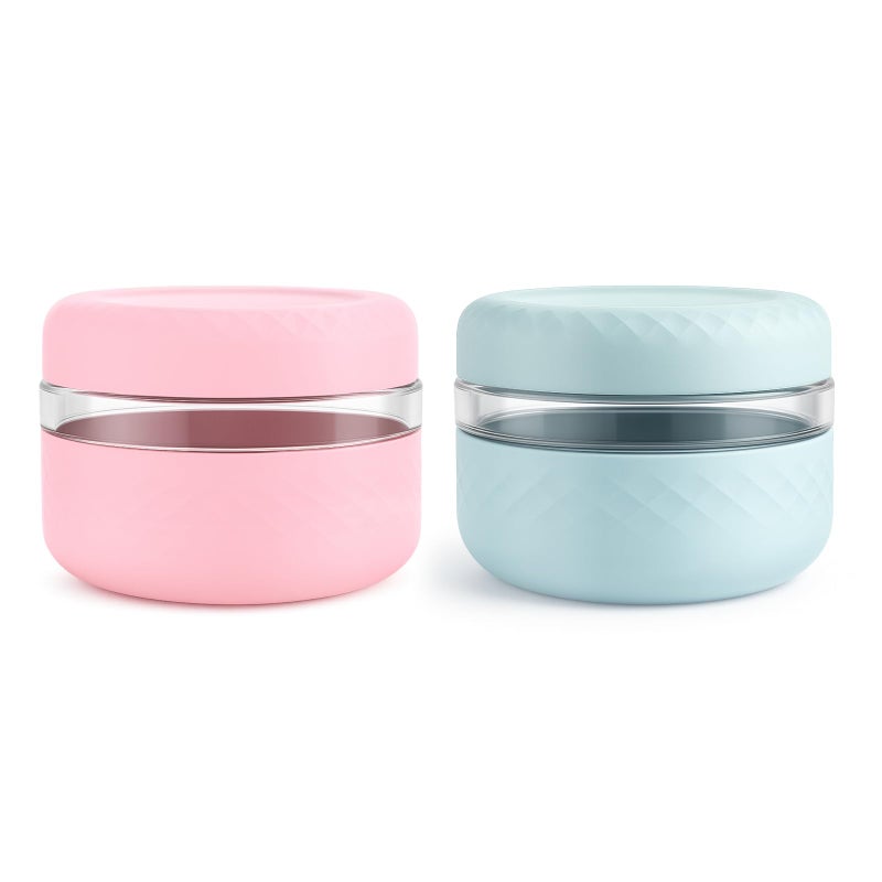 Cafezi 2 Pack 16 oz Glass Lunch Bowl Containers with Lids | Leak & Spill Proof, BPA-Free, Microwave & Dishwasher Safe, Airtight Meal Prep & Food Storage Jar for Lunch, Salad, Soup, Oats, Stew, Yogurt - Image 1