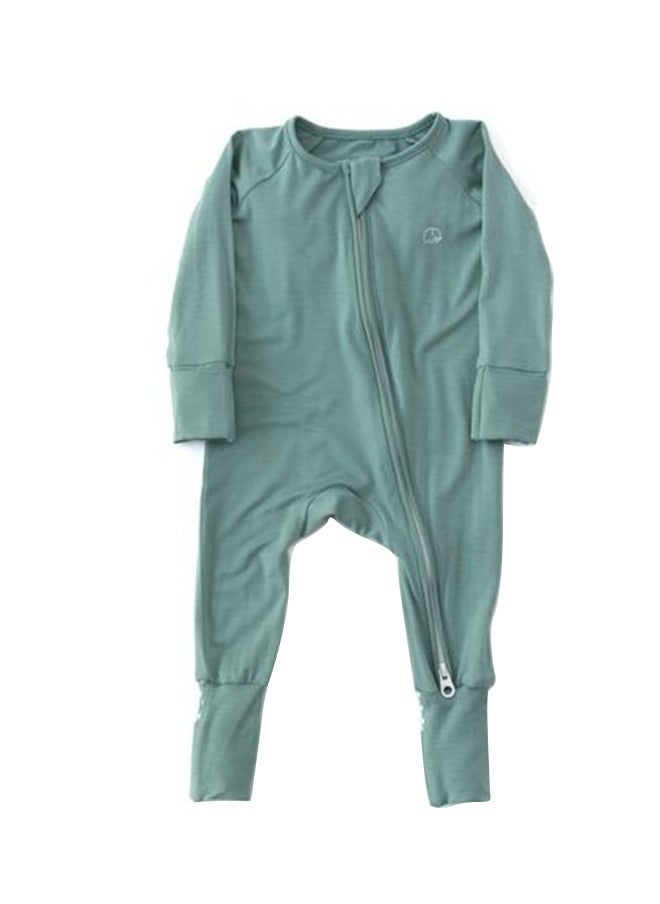Anvi Baby Organic Zipper Romper Soft Sage 95% Bamboo 5% Spandex- 0 to 3 months  - Image 1