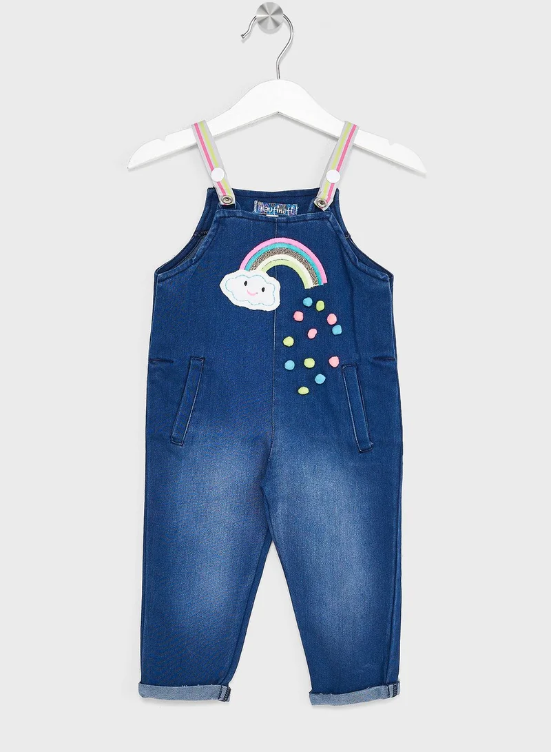 Nautinati Nauti Nati Girls Embroidered Straight Fit Full Length Dungaree