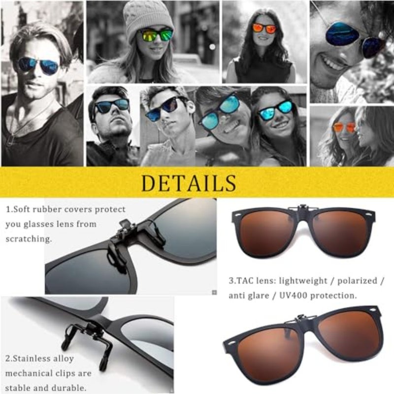 Extra Large Polarized Clip On Sunglasses Over Prescription Glasses Anti-Glare UV Protection Sunglasses - Image 4