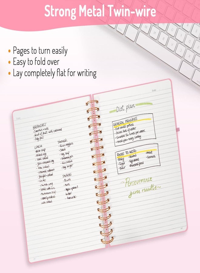 Forvencer Lined Spiral Journal Notebook with 300 Numbered Pages, B5 College Ruled Thick Journals for Writing with 100GSM Paper, Hardcover Notebooks with Contents for Work, School, Women, Men, Pink - Image 3