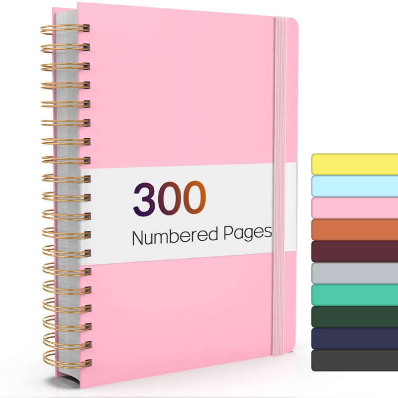 Forvencer Lined Spiral Journal Notebook with 300 Numbered Pages, B5 College Ruled Thick Journals for Writing with 100GSM Paper, Hardcover Notebooks with Contents for Work, School, Women, Men, Pink - Image 1