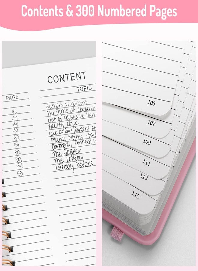 Forvencer Lined Spiral Journal Notebook with 300 Numbered Pages, B5 College Ruled Thick Journals for Writing with 100GSM Paper, Hardcover Notebooks with Contents for Work, School, Women, Men, Pink - Image 2