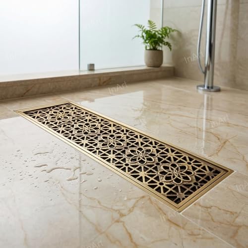 InArt Antique Brass Floor Drain Jali with Anti-Foul Cockroach Trap for Bathroom & Kitchen | Easy Clean, Durable, Fits 4" Pipes, Bronze Finish (Antique) - 5 Year Warranty - Image 4
