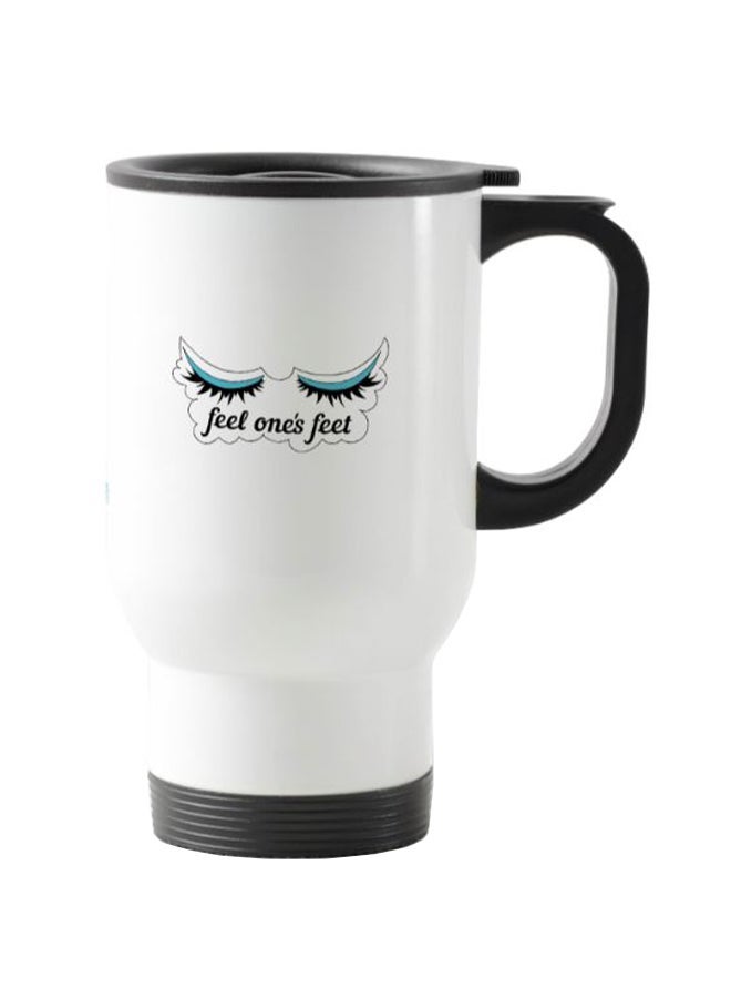 Eyelashes Printed Travel Mug White 13centimeter