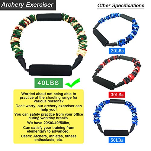FOSER Archery Band Open Bow Resistance Trainer Arm Strength Training Bow Training Tensioner Archery Fitness Machine (40LBs) - Image 5