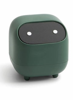 SYOSI Mini Desktop Trash Bin Car Waste Trash Can Double-layer Push-type lovely Ninja Shape with Push Lid Effectively Isolate Odors for Kitchen Bathroom Office Desk (Green)  - Image 1