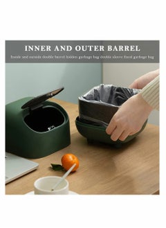 SYOSI Mini Desktop Trash Bin Car Waste Trash Can Double-layer Push-type lovely Ninja Shape with Push Lid Effectively Isolate Odors for Kitchen Bathroom Office Desk (Green)  - Image 5