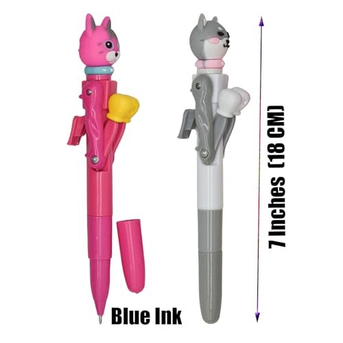 Lopenle 4 PCS Fun Boxing Cat Pens Cool Catty Ballpoint Pens Novelty Cute Kawaii Cartoon Animal Boxing Pens With Black Ink For Office Birthday Party（4 Colors Random Pack - Image 5