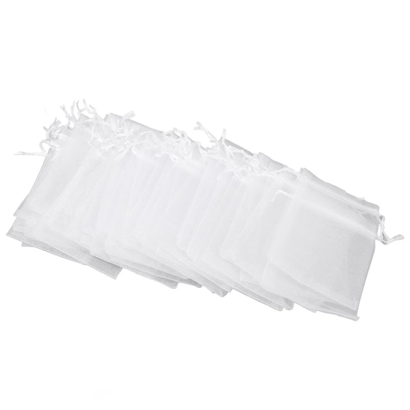 100pcs Small Mesh Bags Drawstring Sheer Organza Bags for Candy Weeding Jewelry White - Image 5