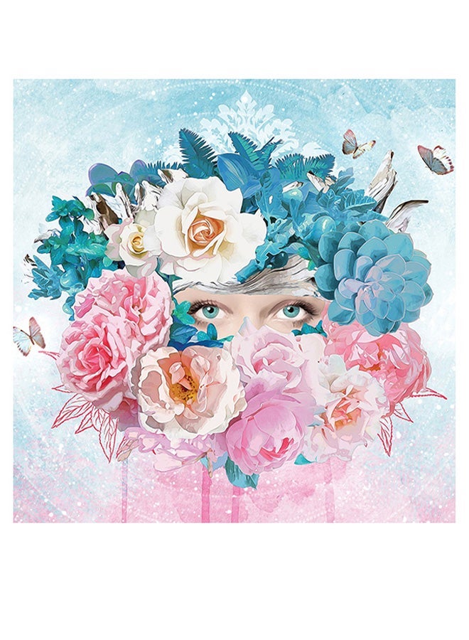 RYN Floral Themed Wall Art Pink/Blue/White 30x30cm - Image 2