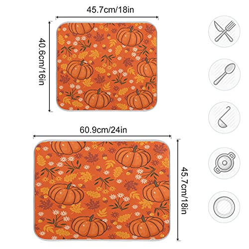 Bolaz Pumpkin Maple Fall Dish Drying Mat 16x18 Absorbent Autumn Dishes Pad Dish Drainer Mat Protector for Kitchen Fast Dry - Image 3