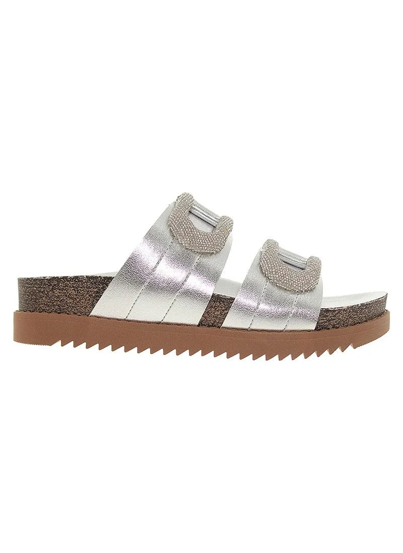 موليكا Moleca Ladies Flat Sandals Silver | Made In Brazil