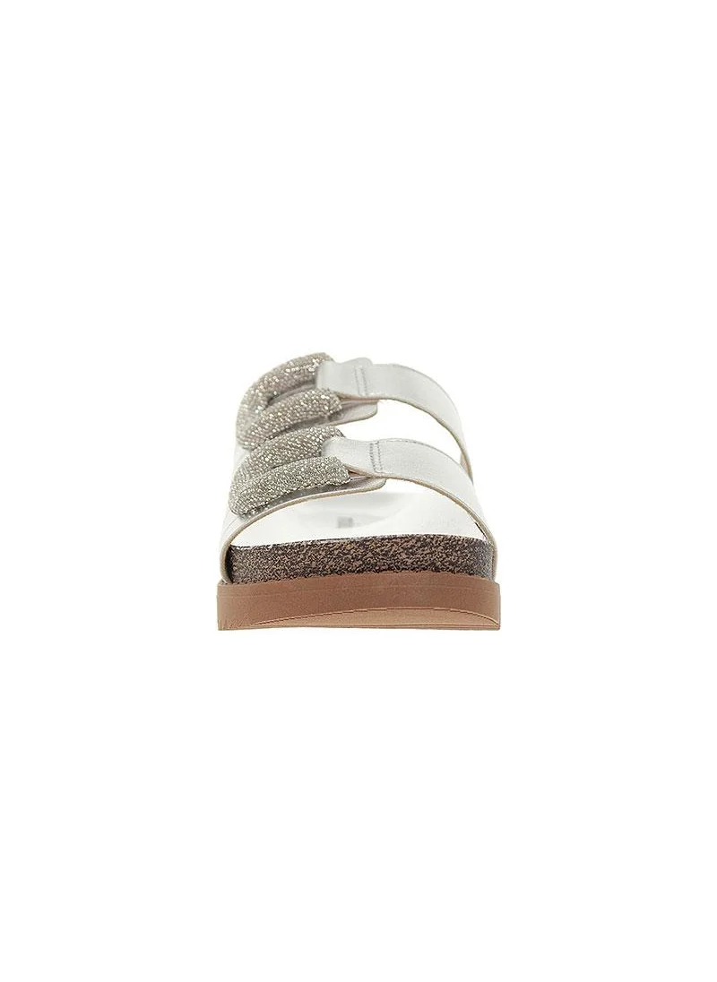 موليكا Moleca Ladies Flat Sandals Silver | Made In Brazil