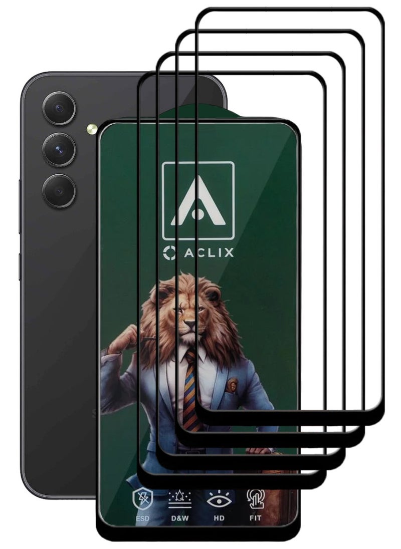 ACLIX 4 Pieces Antistatic ESD Dustproof Premium Quality High Definition Tempered Glass Screen Protector Designed For Samsung Galaxy A54 - Image 1