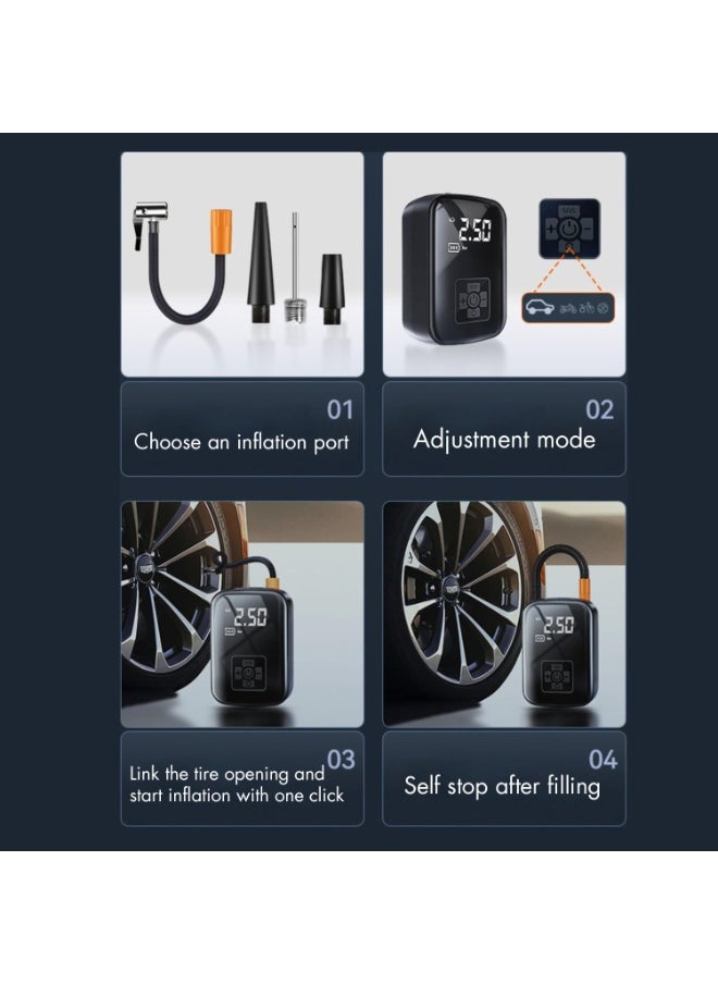 ديقيساند ضاغط هواء محمول لنفخ الإطارات - ملحق أساسي للسيارات مزود بمصباح LED ومقياس ضغط للسيارات والدراجات وسيارات الدفع الرباعي ومجموعة متنوعة من أجهزة نفخ الإطارات  - Image 5