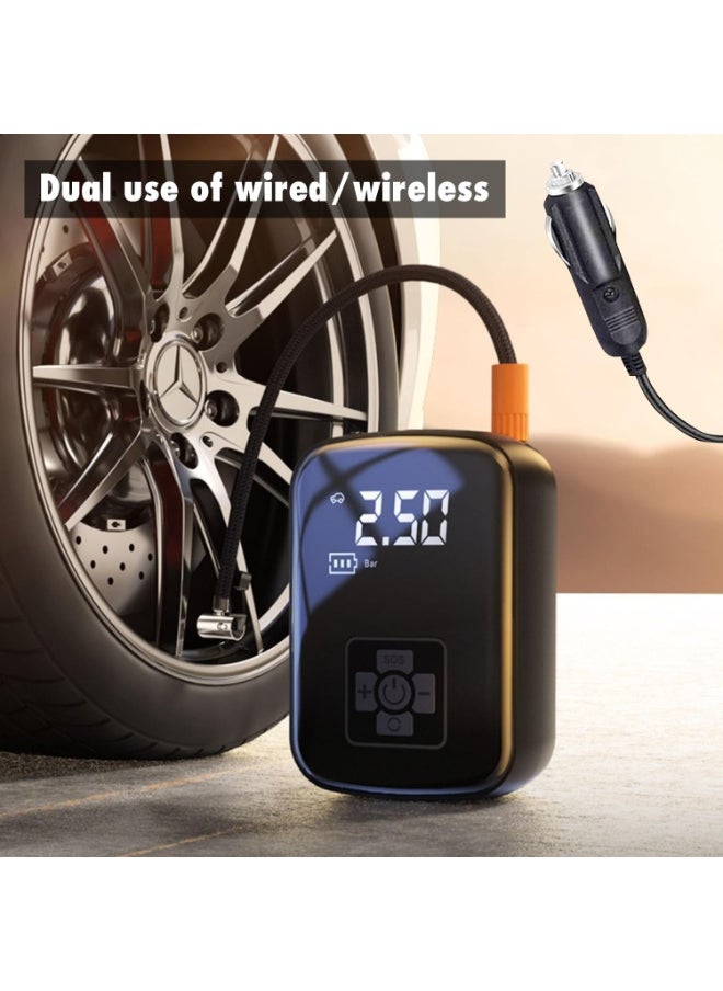 ديقيساند ضاغط هواء محمول لنفخ الإطارات - ملحق أساسي للسيارات مزود بمصباح LED ومقياس ضغط للسيارات والدراجات وسيارات الدفع الرباعي ومجموعة متنوعة من أجهزة نفخ الإطارات  - Image 3