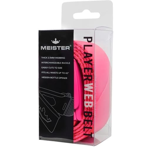 Meister Player Golf Web Belt - Adjustable & Reversible - Hot Pink - Image 2
