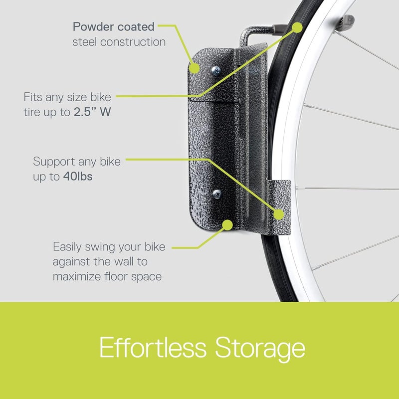 Delta Bike Rack Garage Wall Mount Storage by Cycle, Hook Design Provides Easy Bicycle Storage Access, Bike Wall Mount Rack Holds Any Bike for Easy Access - Image 3