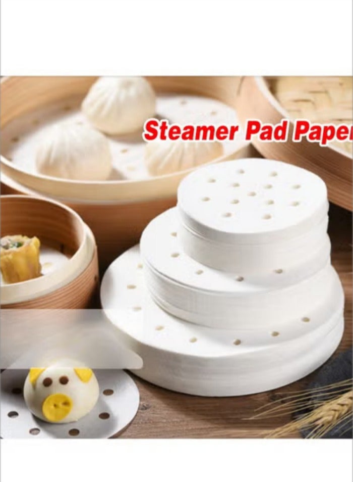 general 200 Pcs Air Fryer Liner, Round Non-Stick Steamer Mat, Premium Parchment Paper for Baking, Oven, Air Fryer, Bamboo Steamer 6 inches White Multicolour 6inch - Image 1