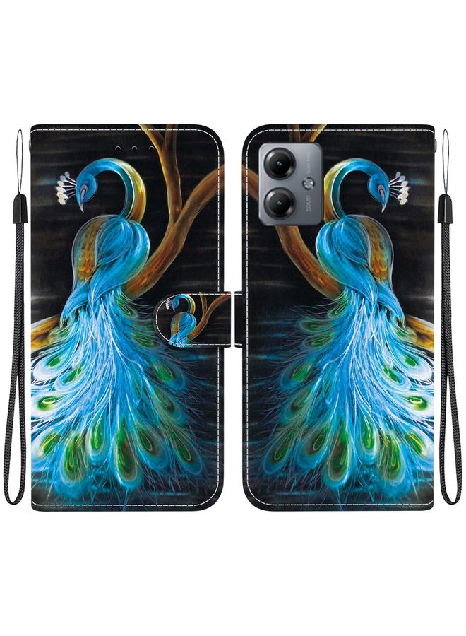 اس-توب جراب لهاتف موتورولا موتو جي 14 مصنوع من الجلد بتصميم كريستالي ملون - Image 1