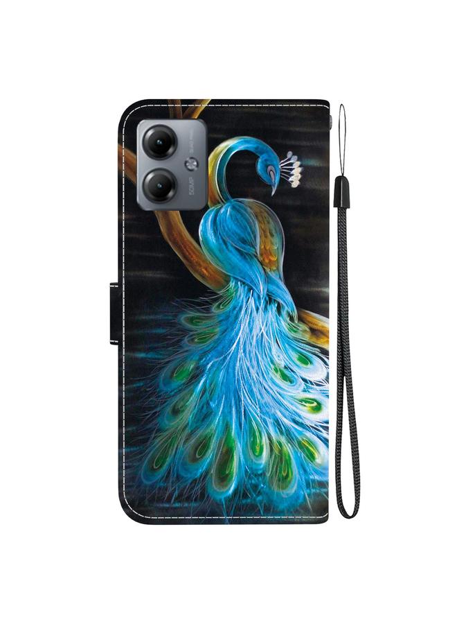 اس-توب جراب لهاتف موتورولا موتو جي 14 مصنوع من الجلد بتصميم كريستالي ملون - Image 3