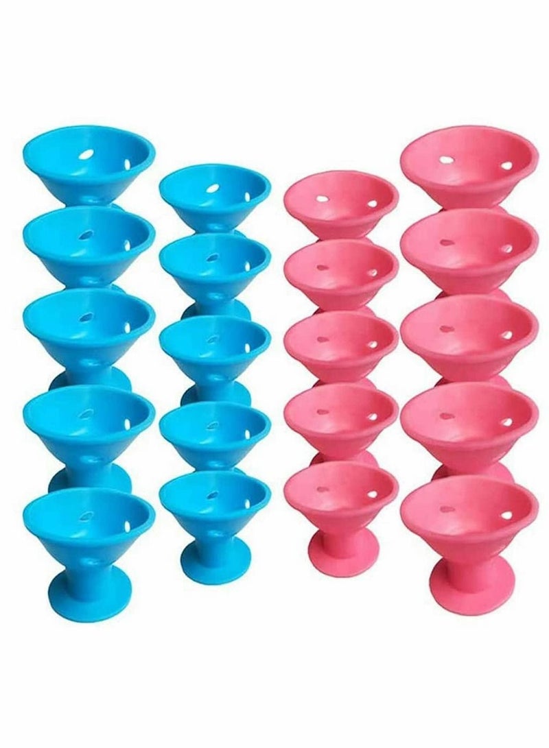 20 Packs Magic Hair Rollers, No Clip Heat Silicone Curlers Style Accessories. Damage to Hair, Easy Styling Sleep In Creative DIY Tools (10 Blue, 10 Pink) - Image 1