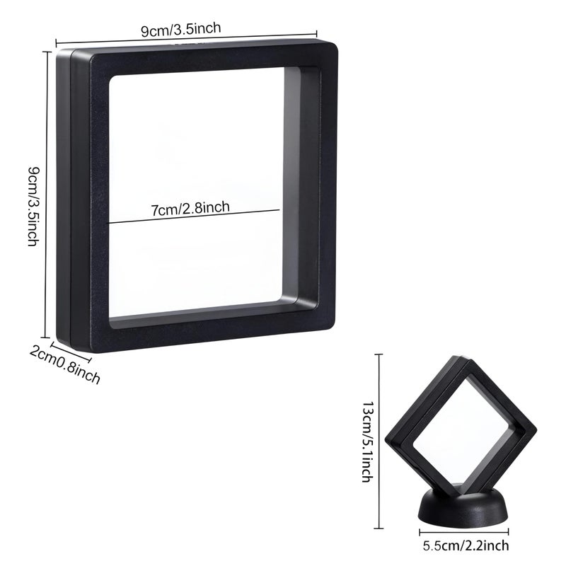 Frame - An innovative 3D floating box 9x9x2 cm designed to display coins, award medals, gemstone jewelry and small decorative accessories. Color is random (2pcs with base) - Image 2