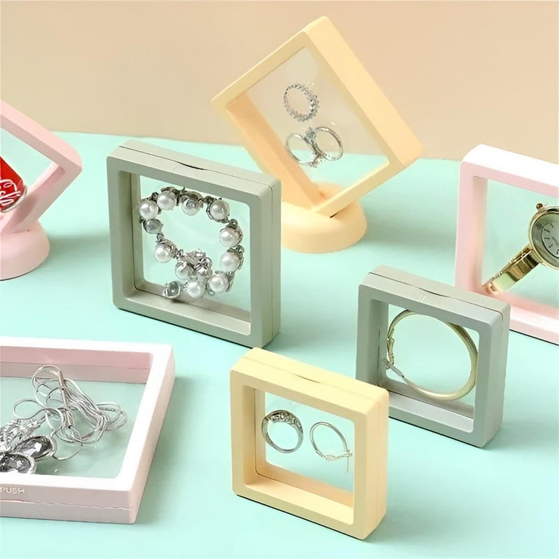 Frame - An innovative 3D floating box 9x9x2 cm designed to display coins, award medals, gemstone jewelry and small decorative accessories. Color is random (2pcs with base) - Image 3