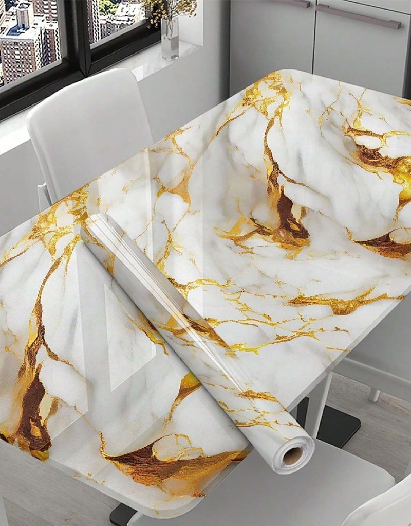 REXOTEX Vinyl Marble Countertop Contact Paper Waterproof Peel and Stick Wallpaper for Bathroom Look Vinyl Wall Paper, Solid (60 * 200 CM) (White Gold) - Image 2