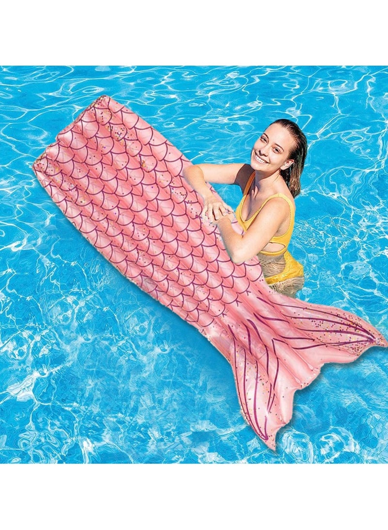 Generic Sequins thickened mermaid floating row fish tail children adult water inflatable floating bed inflated size (165 * 69 * 18cm)  - Image 1